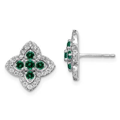 Created Emerald Earrings 14k White Gold Lab Grown Diamond EM7511-CEM-035-WLG, MPN: EM7511-CEM-035-W…