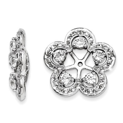 Diamond &amp; White Topaz Earring Jacket Sterling Silver Rhodium QJ140APR, MPN: QJ140APR, 191101388231