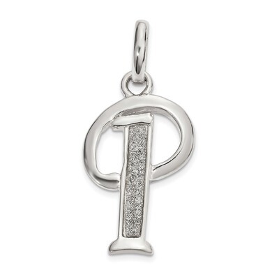 Glitter Enamel Letter P Pendant Sterling Silver Polished QC9181P, MPN: QC9181P, 886774102757