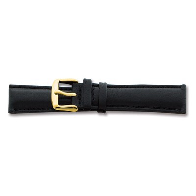 16mm Black Smooth Leather Chrono Buckle Watch Band 7.5 Inch Gold-tone BAY141-16, MPN: BAY141-16, 60…