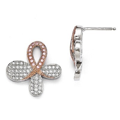 Post Earrings Sterling Silver Rose Gold-plated Cubic Zirconia QMP1162, MPN: QMP1162, 883957043418