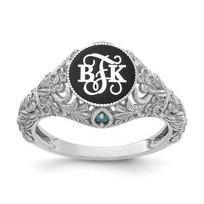 Filigree Ring with 2, 1.5mm Birthstones 14k White Gold XNR82W, MPN: XNR82W, 196904015551