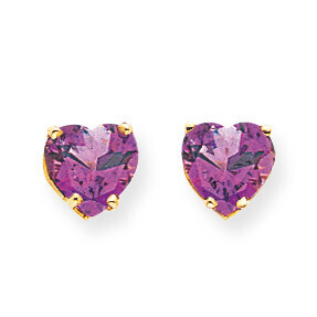 7mm Heart Amethyst Earrings 14k Gold XE99AM, MPN: XE99AM, 883957339375