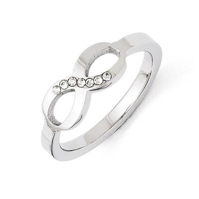 Polished Infinity Symbol Synthetic Diamond Ring - Stainless Steel SR290 by Chisel, MPN: SR290, 1911…