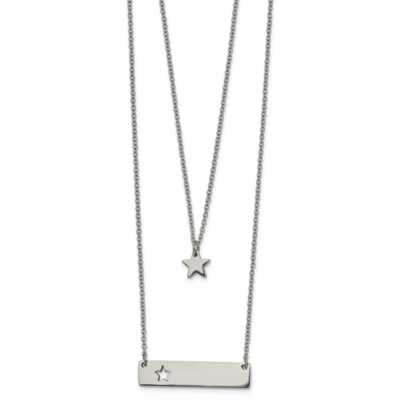 Star and Bar Multi-strand 1.5 Inch Extension Necklace Stainless Steel Polished SRN2700-15.5 by Chis…