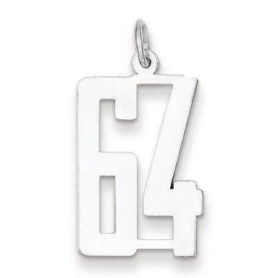 Charm Number 64 Elongated Pol Sterling Silver Small QES64, MPN: QES64, 191101190469