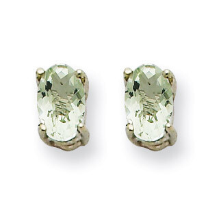 5x3 Oval Green Quartz Earrings 14k White Gold XE85WCG, MPN: XE85WCG, 883957105598