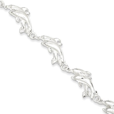 7 Inch Dolphins Bracelet Sterling Silver QA37-7, MPN: QA37-7, 883957902869