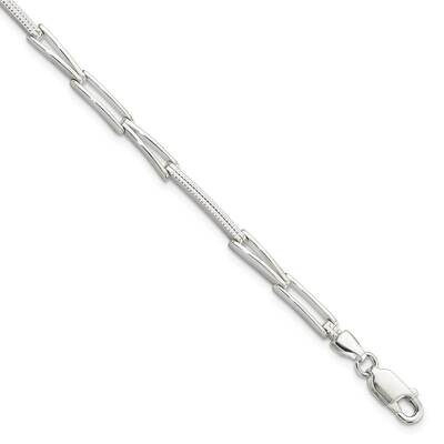 Textured Fancy Link Bracelet Sterling Silver Polished QG5862-7.5, MPN: QG5862-7.5,
