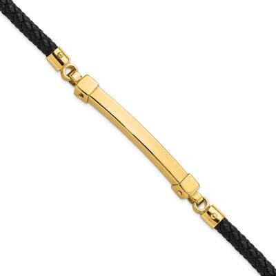 Bar Leather Bracelet 14k Gold Polished FB1940-8, MPN: FB1940-8, 191101009778