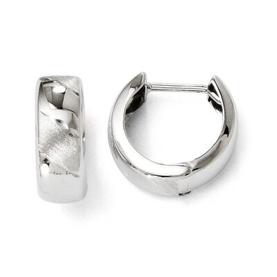 Leslie&#39;s Polished and Satin Hinged Hoop Earrings - 14k White Gold HB-LE617, MPN: LE617, 883957022895