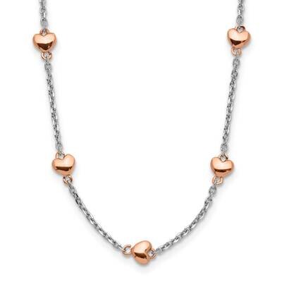 Rose Gold-Pltd 7-Heart 1.5 Inch Extender Necklace 15 Inch Sterling Silver Rhodium-Plated QG5250-15,…