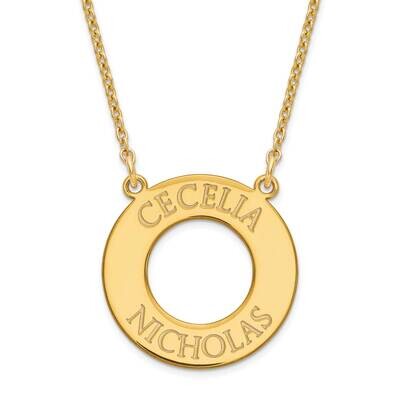 Open Circle with 2 names Gold Plated Sterling Silver XNA760GP, MPN: XNA760GP,