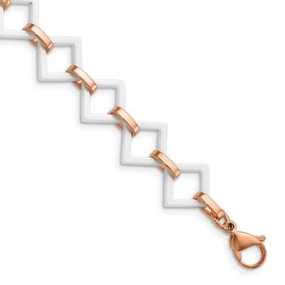 Ceramic Rose IP-plated Squares Bracelet Stainless Steel SRB1384-7 by Chisel, MPN: SRB1384-7, 191101…