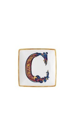 Versace Christmas Holiday Alphabet Canape Dish Alphabet Letter C 4 3/4 Inch Square, MPN: 11940-4036…