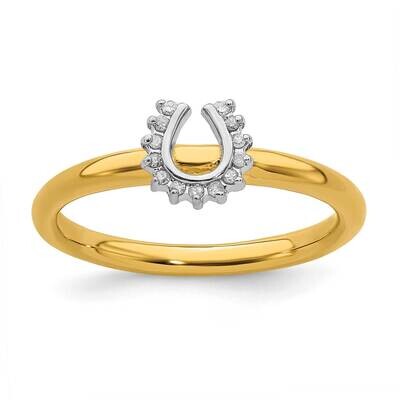 Yellow-plated Dia. Horseshoe Ring Sterling Silver QSK1979, MPN: QSK1979, 191101723605
