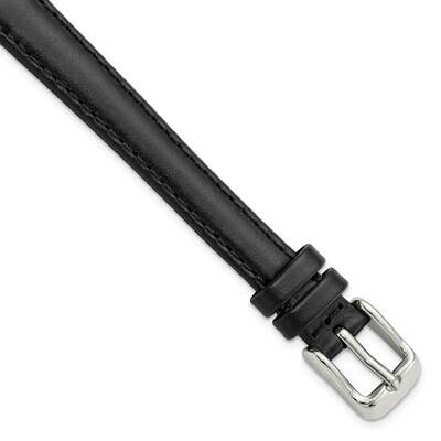 Gold-tone X-Long 12mm Black Oilskin Leather with Buckle Watch Band Silver-tone BA337EL-12, MPN: BA3…