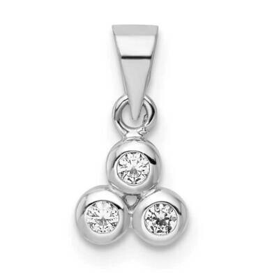 Polished CZ Diamond Pendant Sterling Silver Rhodium-Plated QP5581, MPN: QP5581,