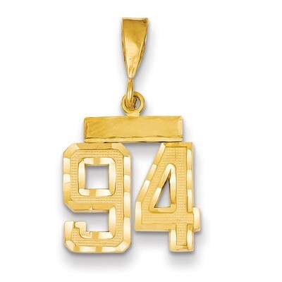 Number 94 Charm 14k Gold Small Diamond-cut SN94, MPN: SN94, 883957111346