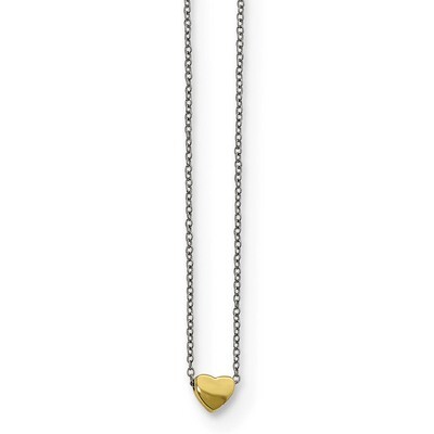 Yellow IP-plated Polished Heart 16 Inch Necklace Stainless Steel SRN2195-16.25 by Chisel, MPN: SRN2…