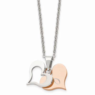 Rose IP-plated Heart Necklace Stainless Steel Polished SRN597-22 by Chisel, MPN: SRN597-22, 8867740…