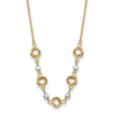 2 In Extender Polished Love Knots Diamond-Cut Bead Necklace 18 Inch 14k Two-Tone Gold SF2919-18, MP…
