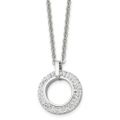 White Enameled with Crystals Necklace Stainless Steel Polished SRN1638-18 by Chisel, MPN: SRN1638-1…