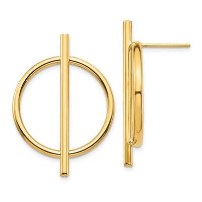 Circle &amp; Bar Post Earrings 14k Gold TH1002, MPN: TH1002, 886774019802