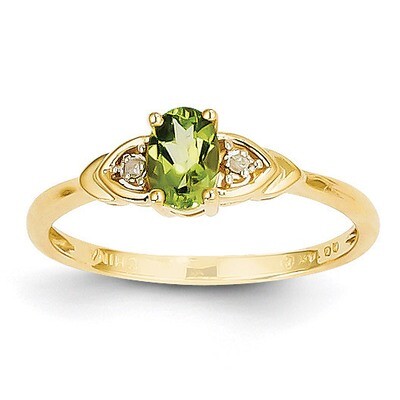 Diamond &amp; Peridot Ring 14k Gold XBS281, MPN: XBS281, 883957413723