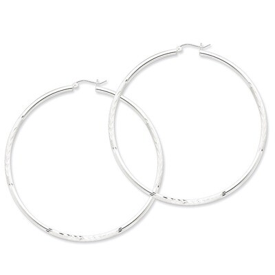 Satin Finished Twisted Hoop Earrings Sterling Silver Rhodium-plated QE4434, MPN: QE4434, 8839579305…