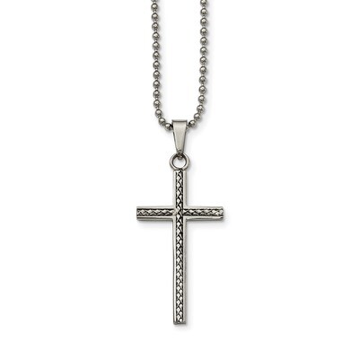 Textured Cross Necklace Stainless Steel Polished SRN2025-20 by Chisel, MPN: SRN2025-20, 886774750477