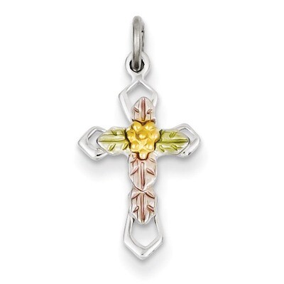Polished Epoxy &amp; Gold Plated Cross Pendant Sterling Silver QC7922, MPN: QC7922, 883957519142