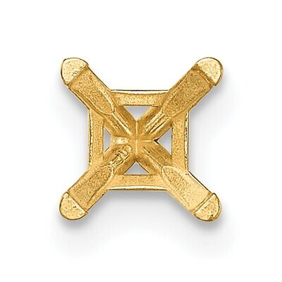 Princess 4-Prong .10ct. Threaded Post Earring Mounting 14k Yellow Gold YG2643, MPN: YG2643,