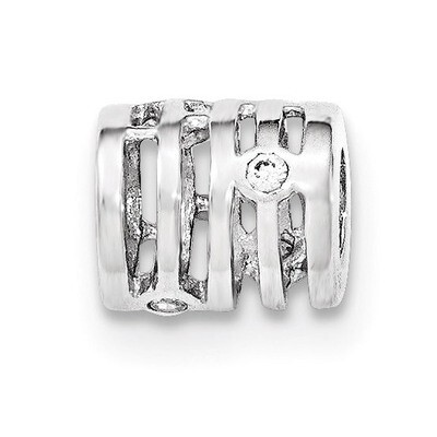 CZ Polished Bead Sterling Silver QP4477