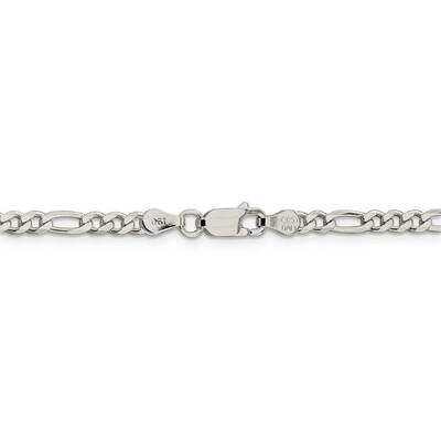 22 Inch 4mm Pav Flat Figaro Chain Sterling Silver QFF100-22, MPN: QFF100-22, 886774037974