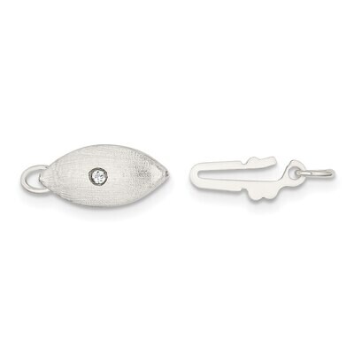 12.5 x 5.7mm Satin with Crystal Accent Pearl/Bead Clasp Sterling Silver SS4814, MPN: SS4814,