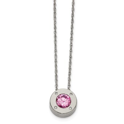 CZ October Birthstone Necklace Stainless Steel Polished SRN2192-20 by Chisel, MPN: SRN2192-20, 1911…