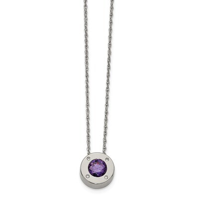 CZ February Birthstone Necklace Stainless Steel Polished SRN2197-20 by Chisel, MPN: SRN2197-20, 191…