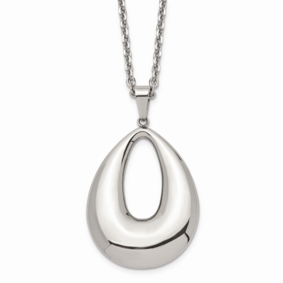 Hollow Teardrop Pendant Necklace Stainless Steel SRN818-20 by Chisel, MPN: SRN818-20, 191101020148