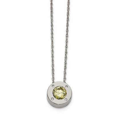 CZ August Birthstone Necklace Stainless Steel Polished SRN2187-20 by Chisel, MPN: SRN2187-20, 19110…