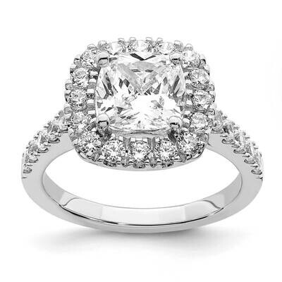 2 3/4ct. G H I True Light Cushion Halo Moissanite Engagement Ring 14k White Gold RM6801-280-WMT, MP…