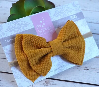 Mustard Bow baby headband Set fall Baby Nylon Headband Small Bows Baby Bows Newborn headbands Nylon…