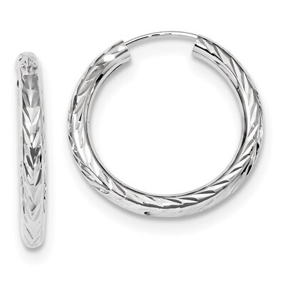 Polished &amp; Diamond -cut Endless Hoop Earrings 14k white Gold TF1005W, MPN: TF1005W, 191101058714