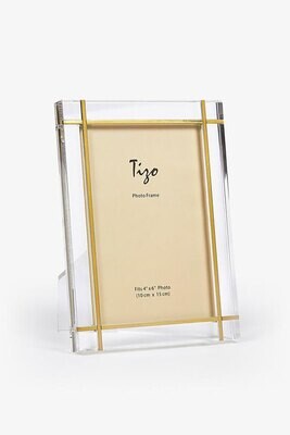 Tizo Acrylic Lucite Photo Picture Frame with Gold Metal Design 5 x 7 Inch HA191CL57, MPN: HA191CL57,