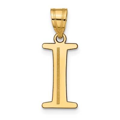 Letter I Initial Pendant 14k Gold Polished Etched YC1437I, MPN: YC1437I, 196904083901