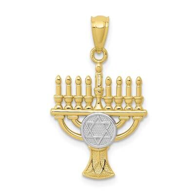 Yellow Gold Rhodium Plated Menorah Pendant 10k Gold 10C4532, MPN: 10C4532,