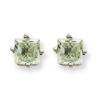 5mm Square Checker-Cut Green Quartz Earrings 14k White Gold XE61WCG, MPN: XE61WCG, 883957094120