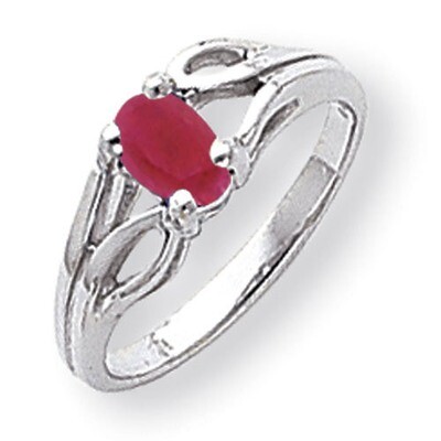 Created Ruby Ring 14k white Gold 6x4mm Oval Y2097CR, MPN: Y2097CR, 883957707341