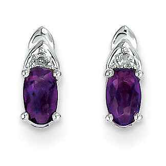 Amethyst Diamond Earring 14k White Gold Genuine XBS227, MPN: XBS227, 883957444864
