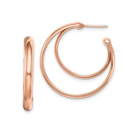 Rose Gold-plated 28x3.5 Hoop Post Earrings Sterling Silver Rhodium-plated QE14182, MPN: QE14182, 88…